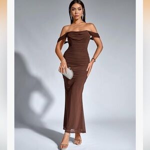 Amazon Strapless Brown Dress